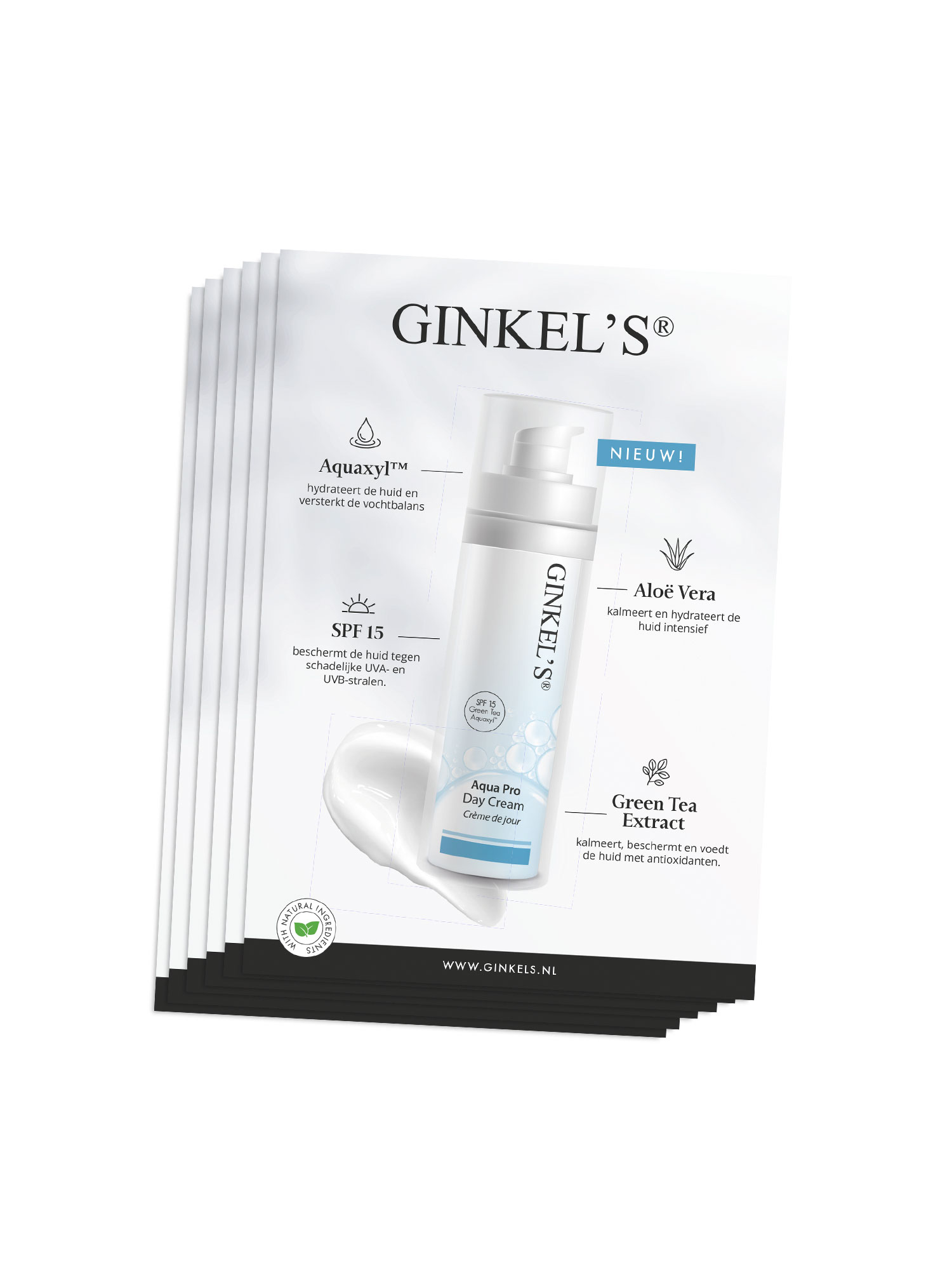 Ginkel’s Aqua Pro Day Cream – 6 x 5 ml Sachets + Flyers - Afbeelding 2